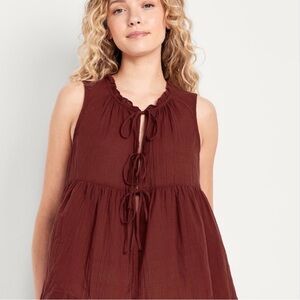 Old Navy Sleeveless Brown Tie-Front Top
